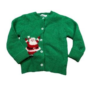 Neiman Marcus Vintage Kids Youth Shetland Wool Green Christmas Holiday Sweater 4